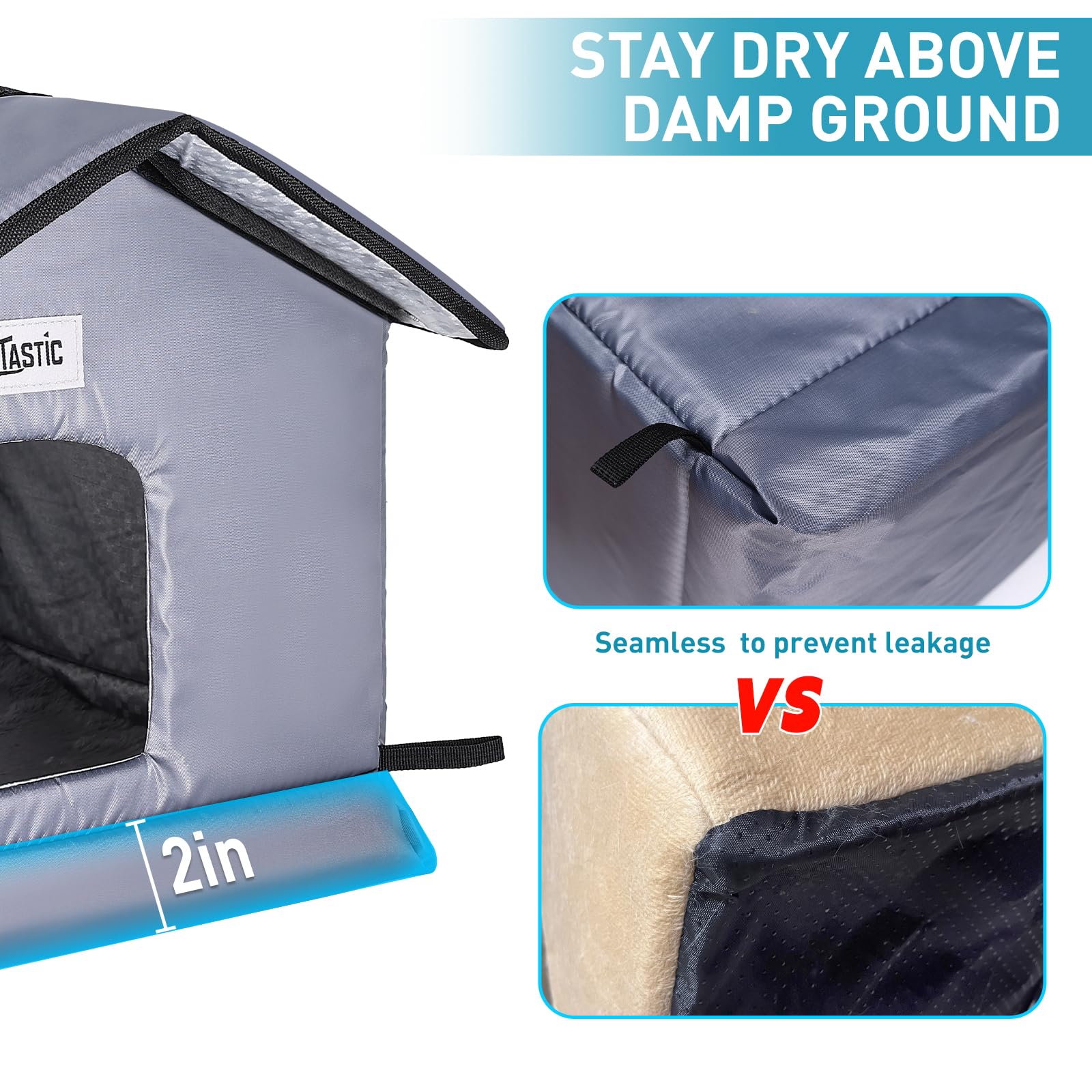 TailTastic isolation intérieure grise: chaleur pour chats par temps froid.