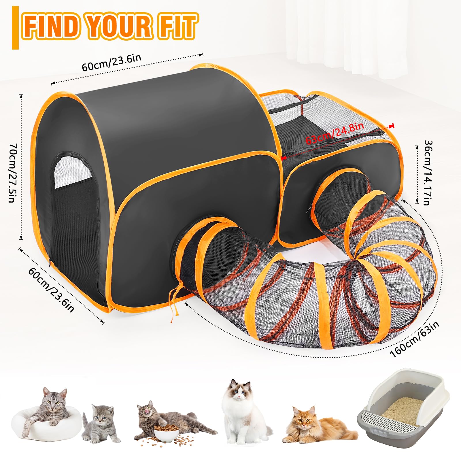 TailTastic tente chat Oxford durable pour usage intérieur et extérieur