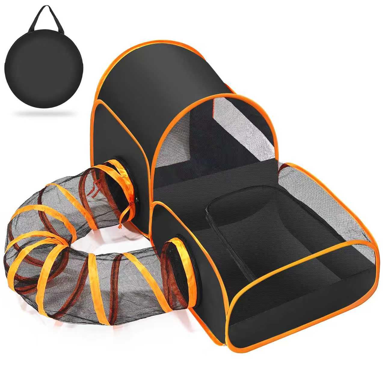 TailTastic tente chat portable avec tunnel annulaire pour espace ludique et sûr