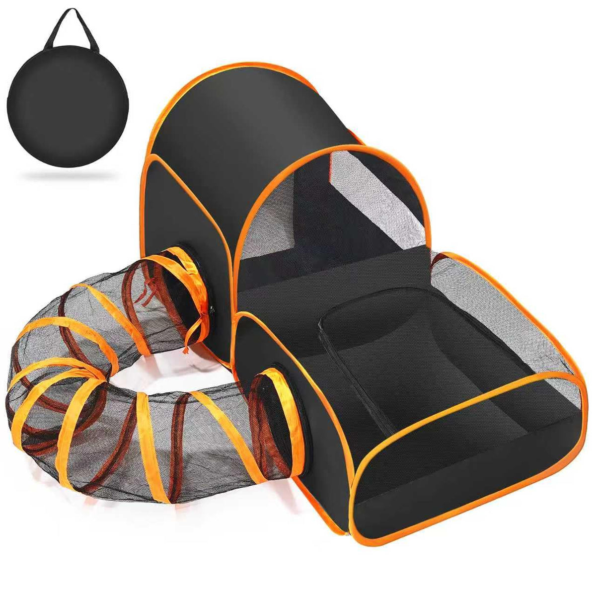TailTastic tente chat portable avec tunnel annulaire pour espace ludique et sûr