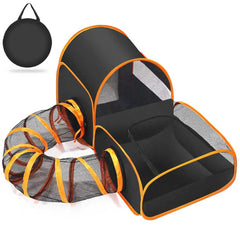 TailTastic tente chat portable avec tunnel annulaire pour espace ludique et sûr