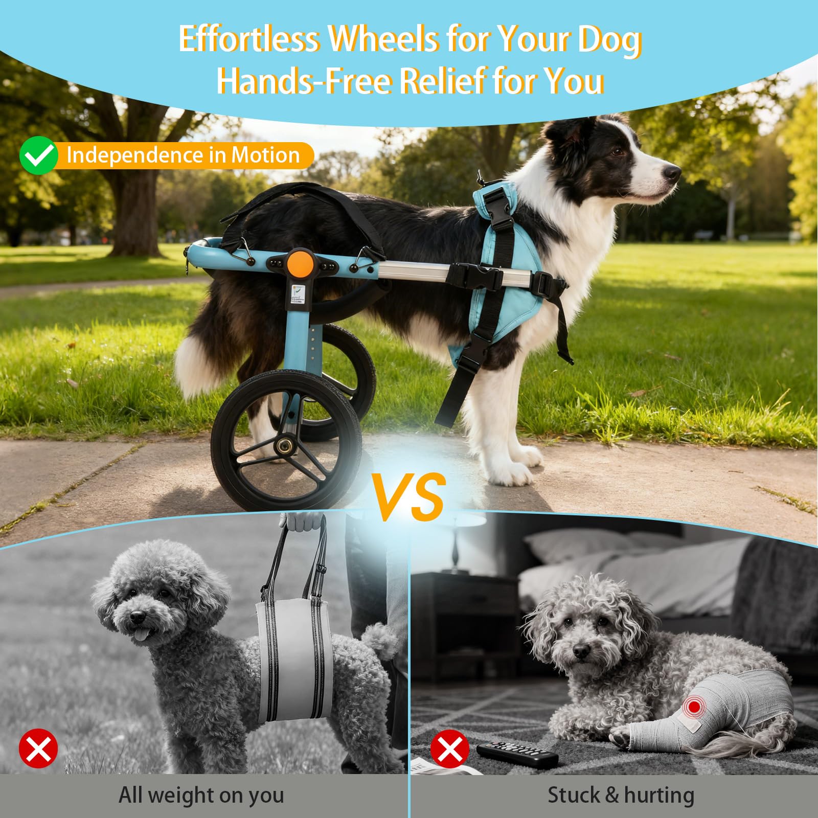 TailWaggers systeme-tri-ajustable ajuste rapidement hauteur et largeur pour le confort.