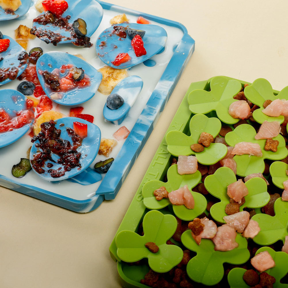 Tall Tails Clover Foraging Mat différentes-positions, images montrant diverses configurations.