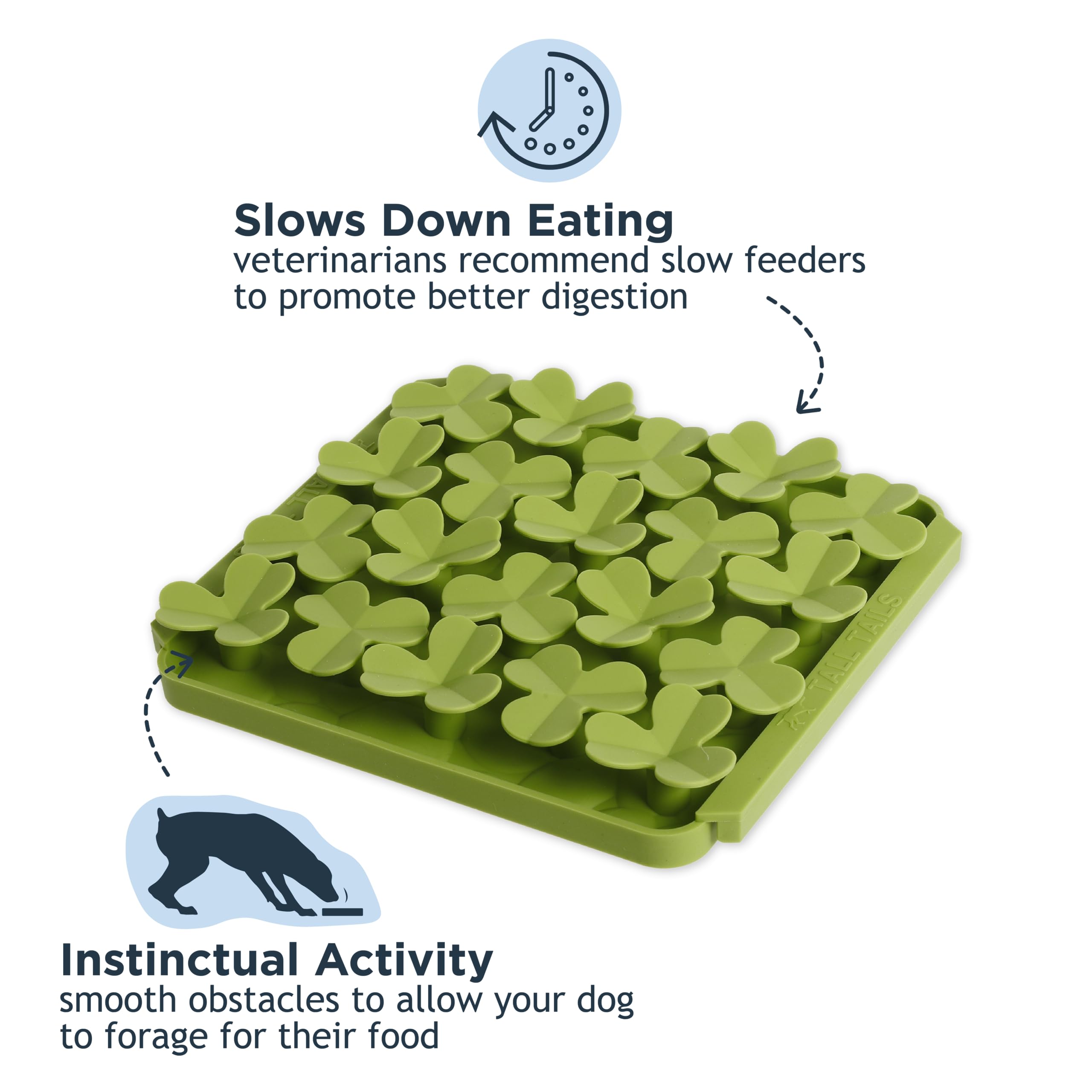 Tall Tails Clover Foraging Mat zones-puzzle pour chien, stimulation mentale et repas lents.