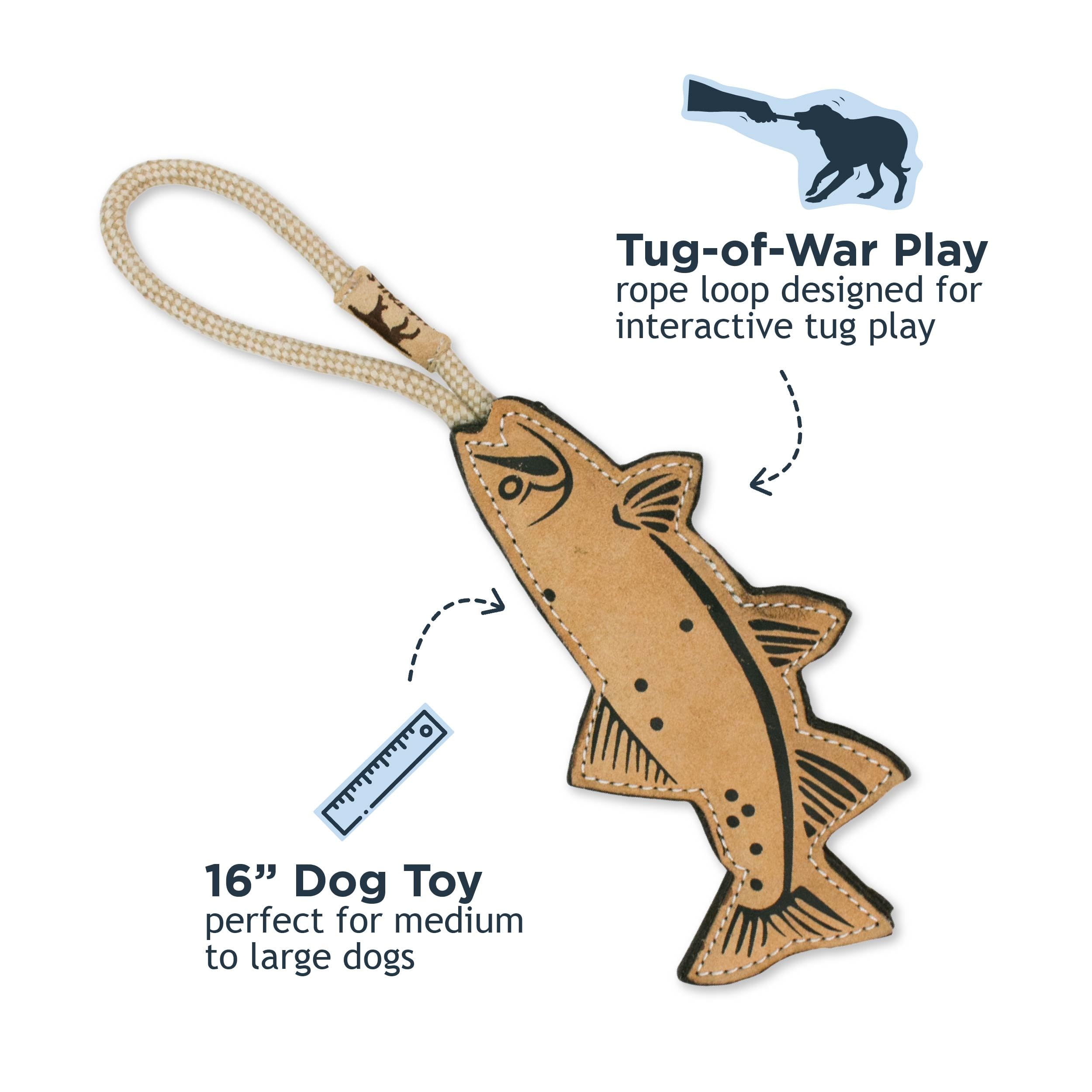 Tall Tails jouet-truite-cuir, parfait pour jeux interactifs et activité canine.