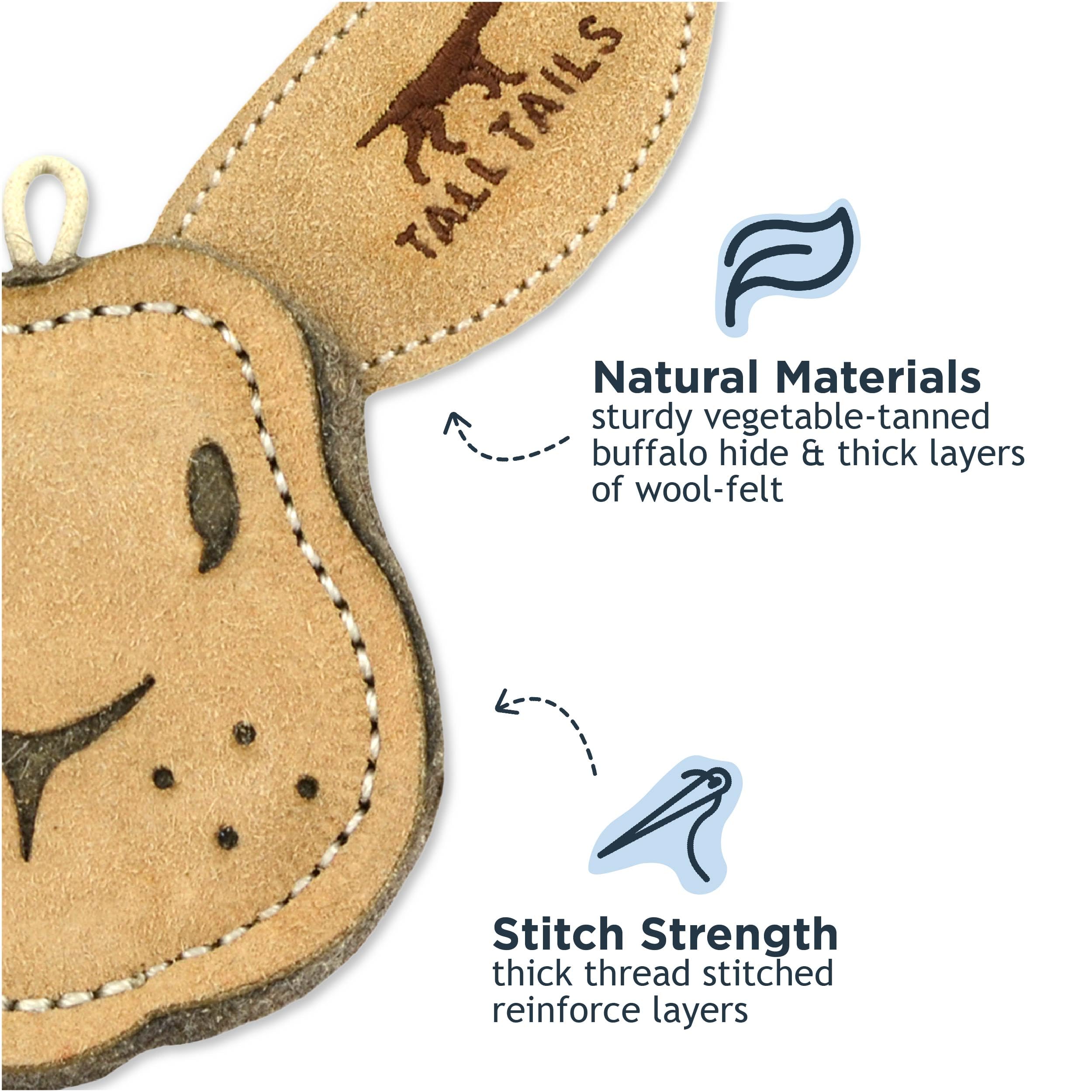 Tall Tails: jouet traction en cuir et laine, parfait pour tir à la corde entre chien et humain.