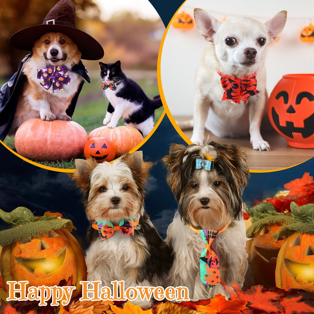 Talltalk collier-noeud chien thème Halloween, pratique pour sorties et séances photo.