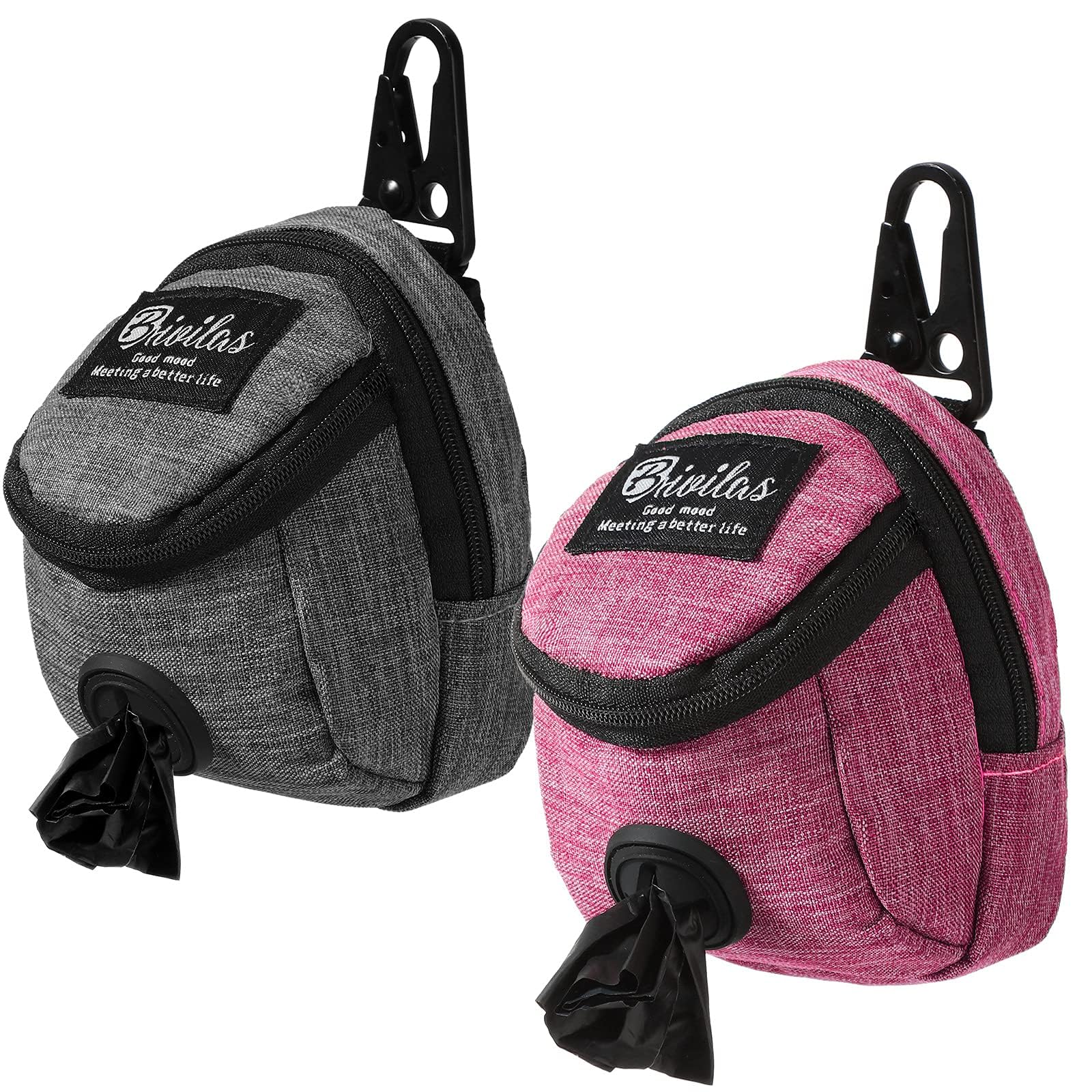 Pochette Talltalk rose pour croquettes et friandises, pratique lors des promenades.