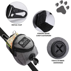 Porte-sacs Talltalk gris, clips faciles, idéal pour balades propres.