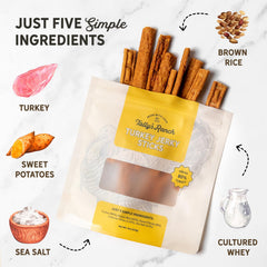 Tally's Ranch jerky dinde — Texture tendre pour mordiller et récompenser.