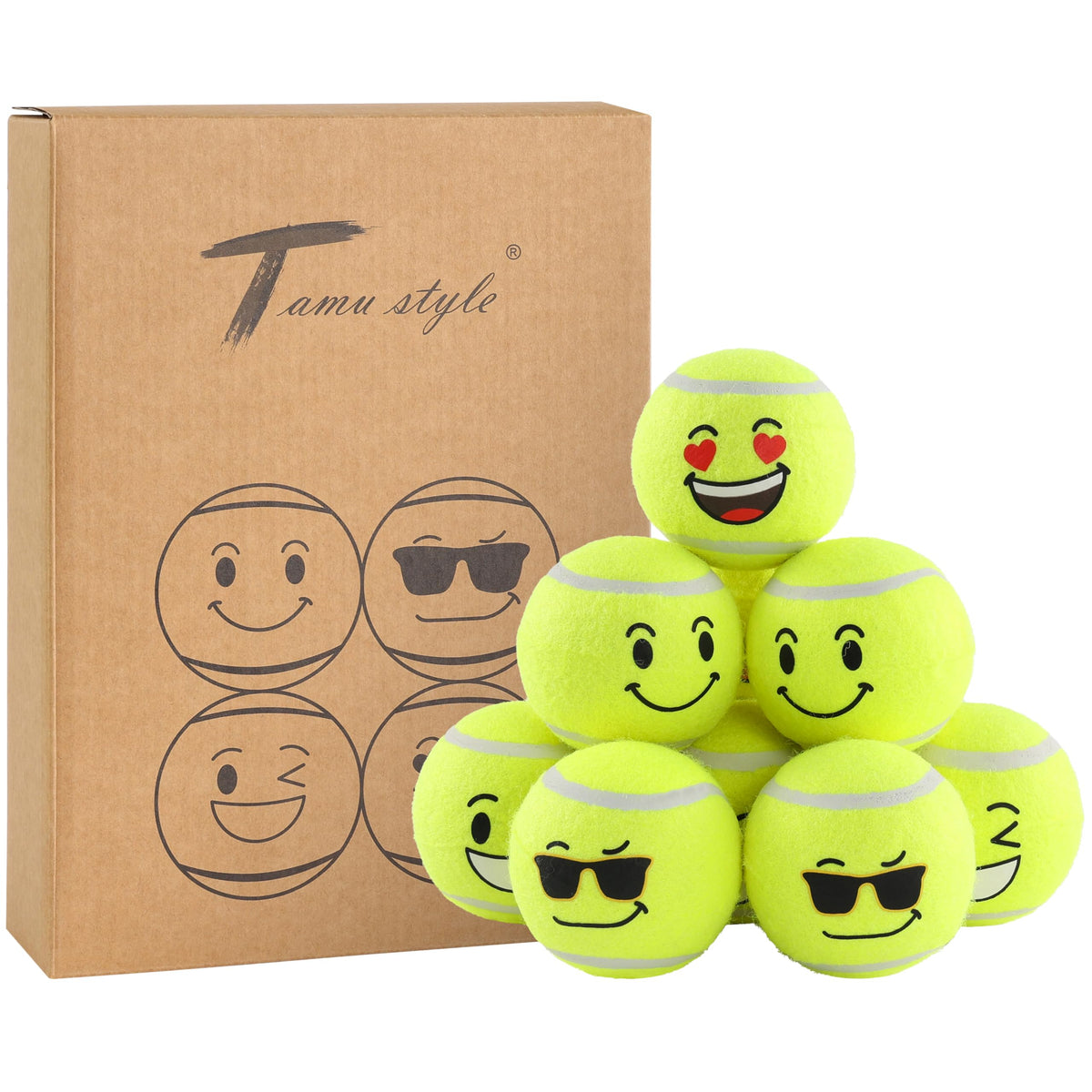 Balles Tamu Style pour chien avec visages emoticon stimulants pour le jeu
