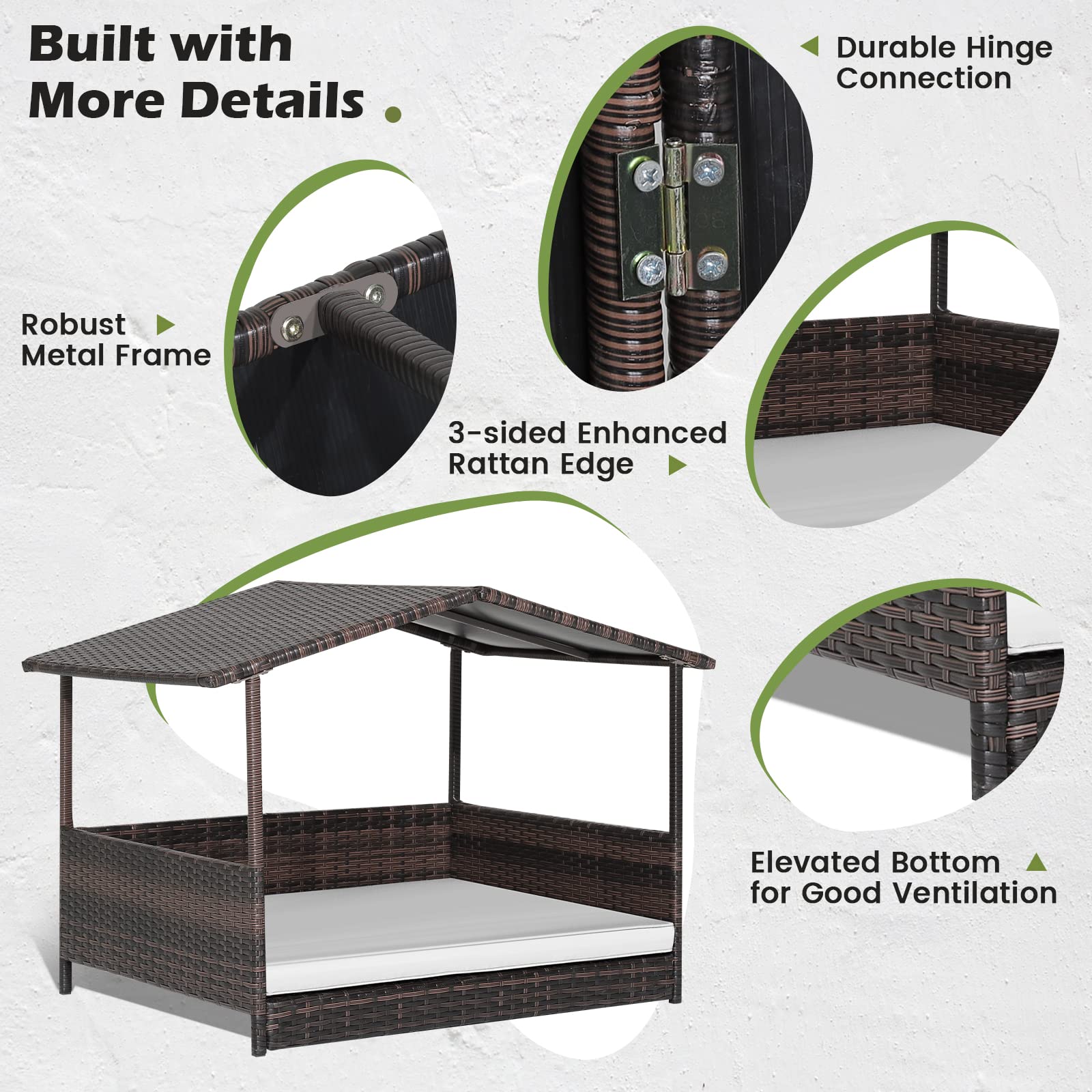 Tangkula Maison Chien Osier – cadre métallique robuste et structure durable.