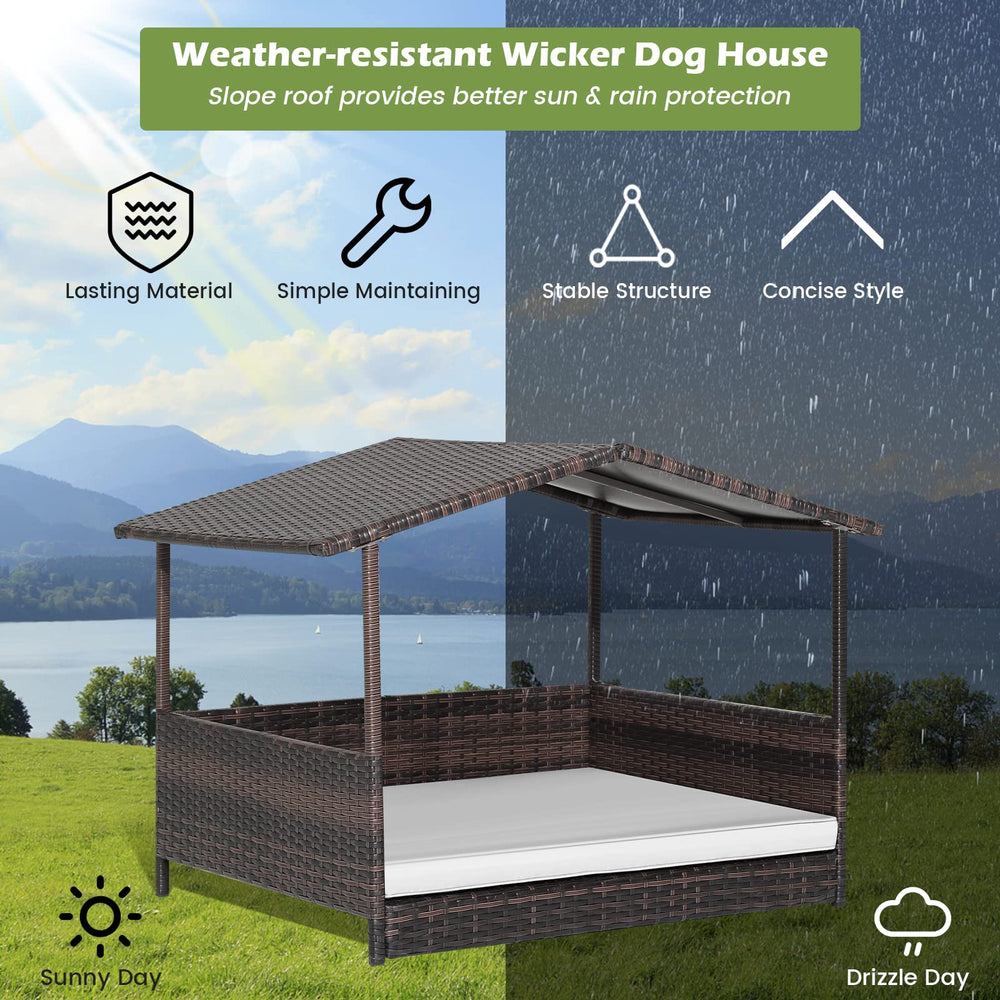 Tangkula Maison Chien Osier – utilisation polyvalente intérieur et extérieur.