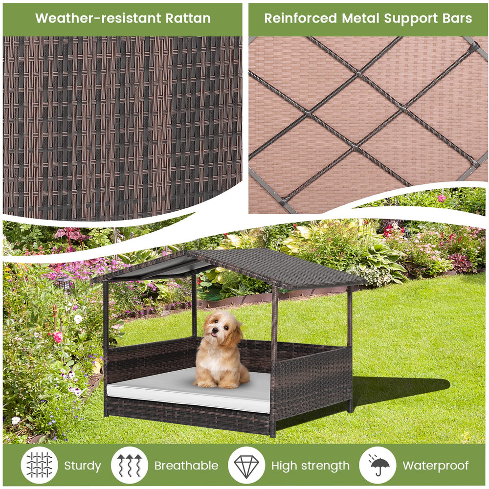 Tangkula Maison Chien Osier – pieds surélevés favorisant la ventilation.