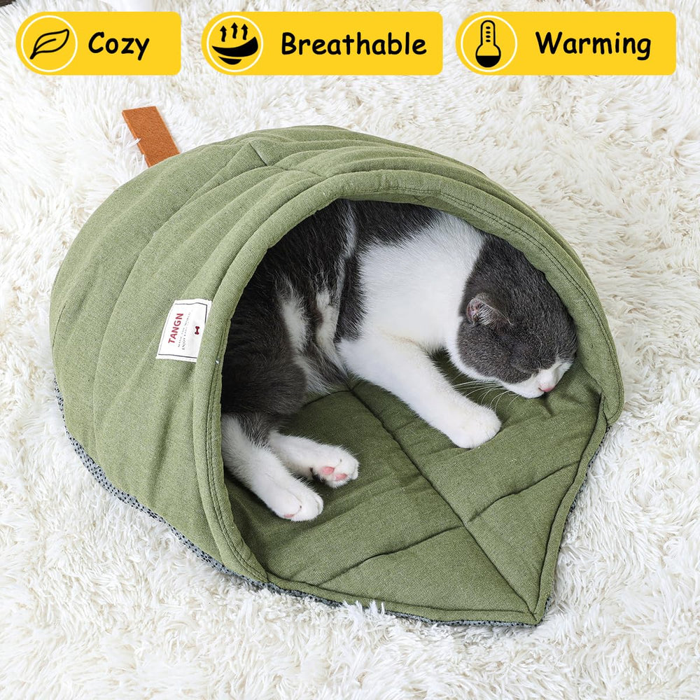 Ouverture du nid TangN vert, accès rapide et confort pour le chat.