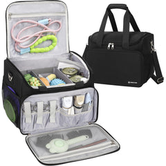 Sac Tanto toilettage noir extérieur, rangement pratique pour les déplacements.