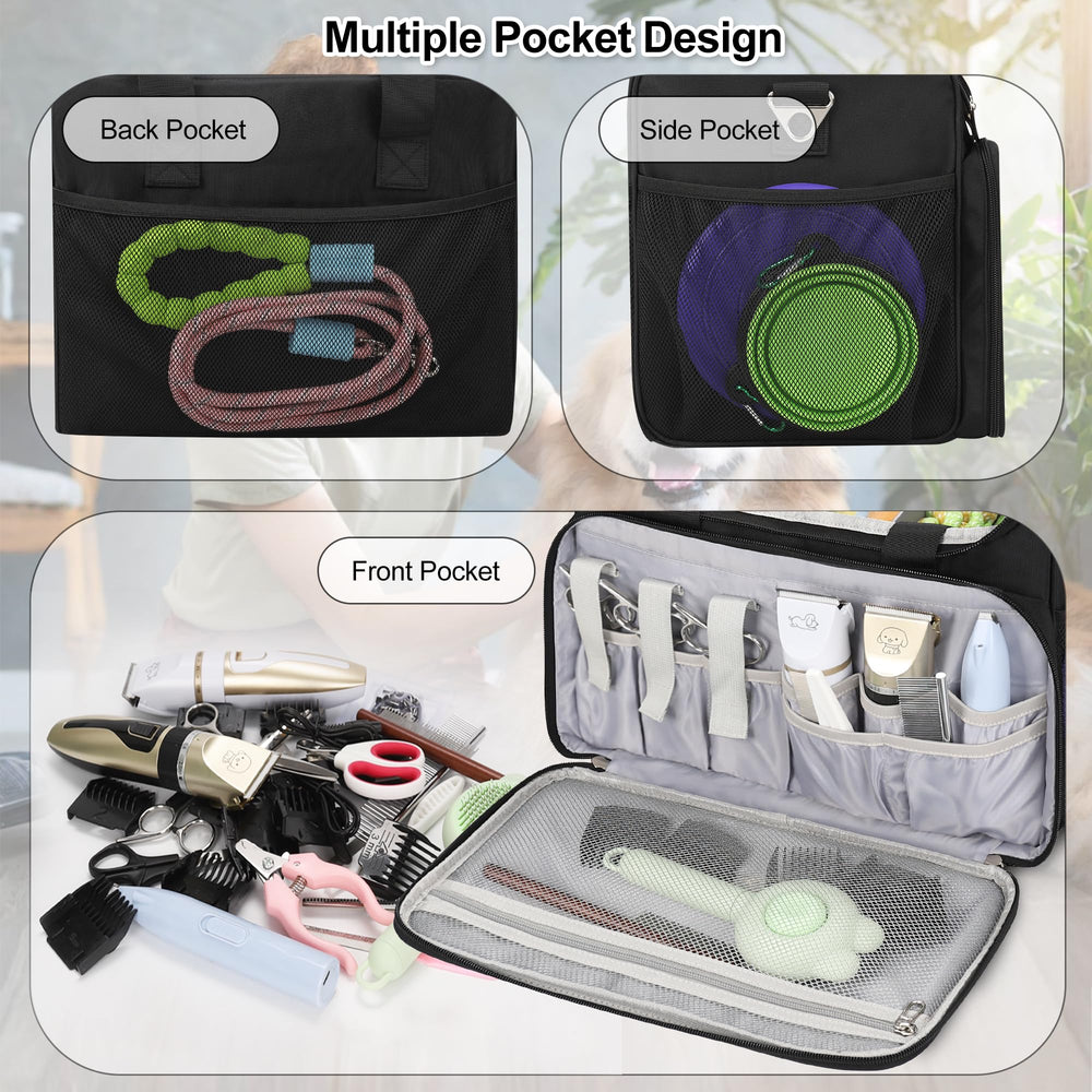 Tanto sac toilettage, panneau maillé arrière pour ventilation et accessibilité.