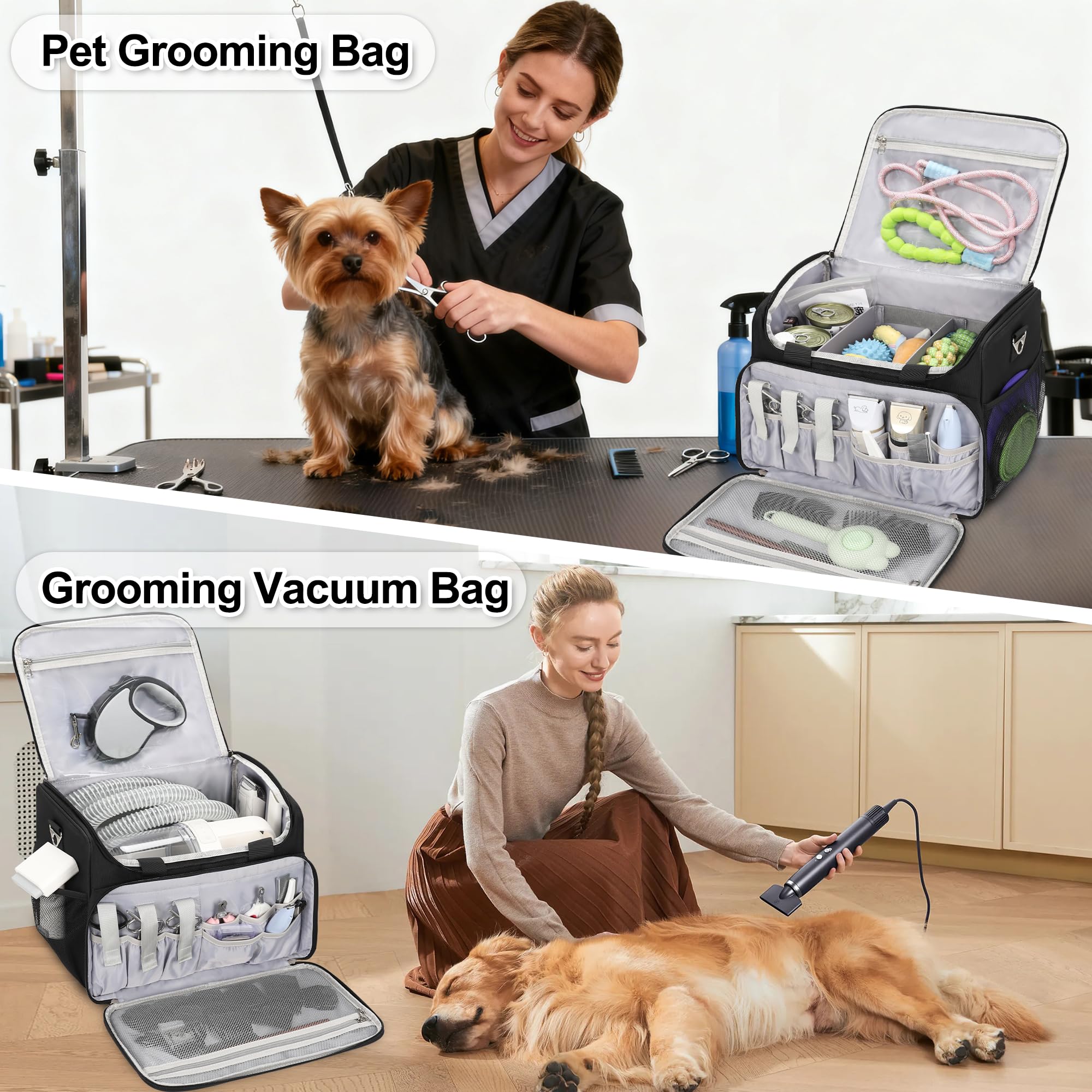 Tanto sac toilettage, poches avant dédiées, accès rapide aux outils.