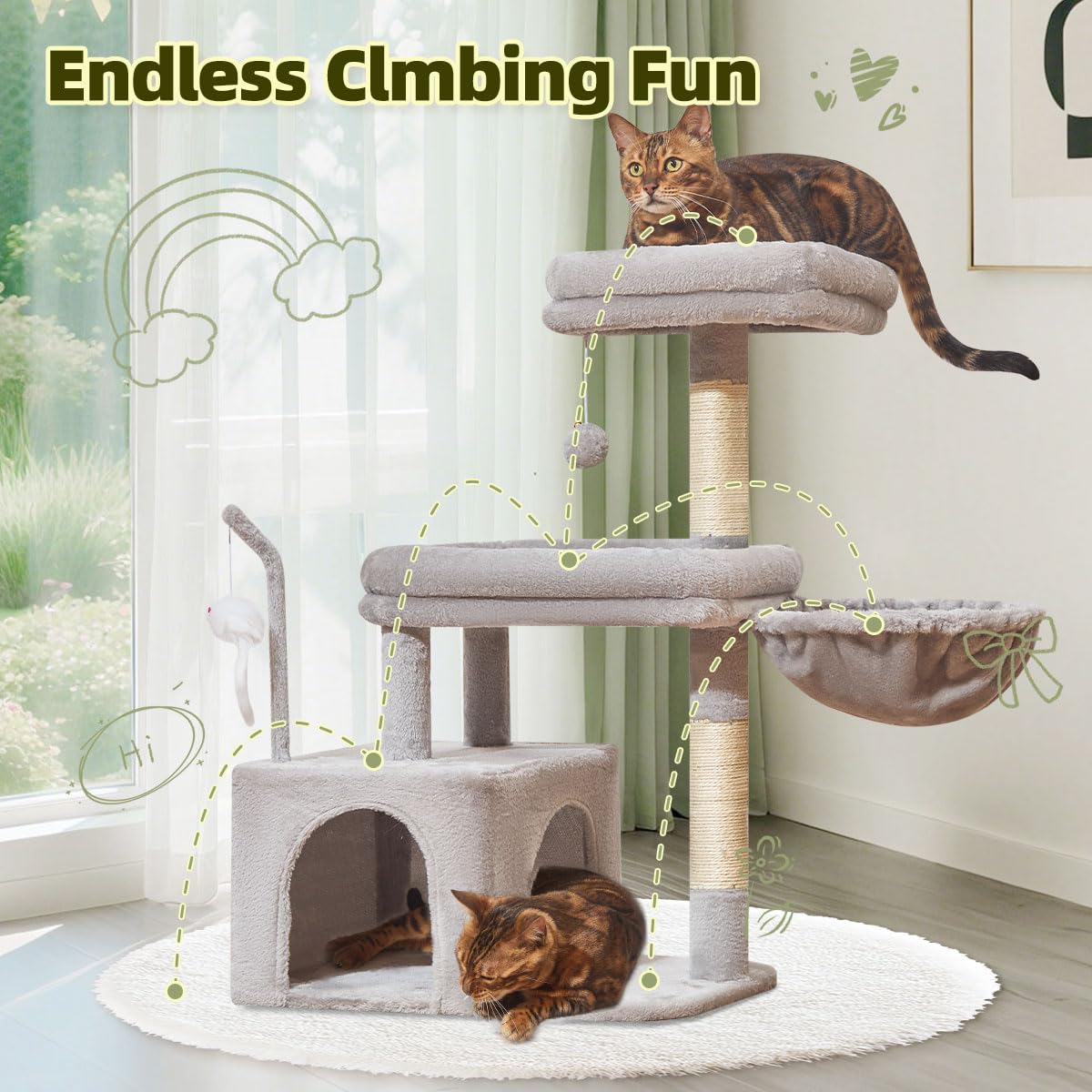 Taoqimiao arbre-chat structure-robuste-certifie-carb assure durabilité