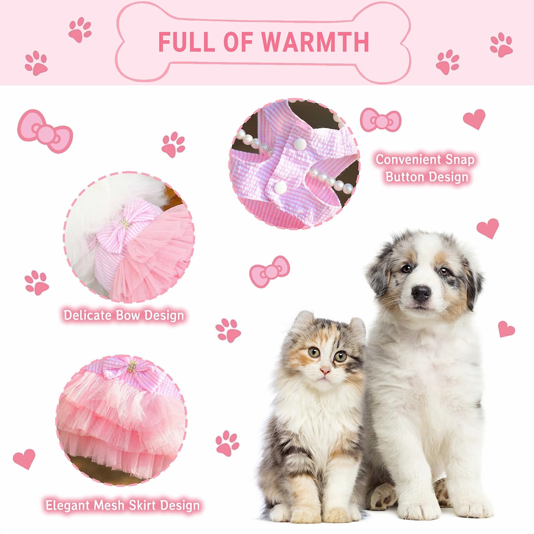 Tapbull robe chien rayures maille rose — vue arrière et ajustement confortable