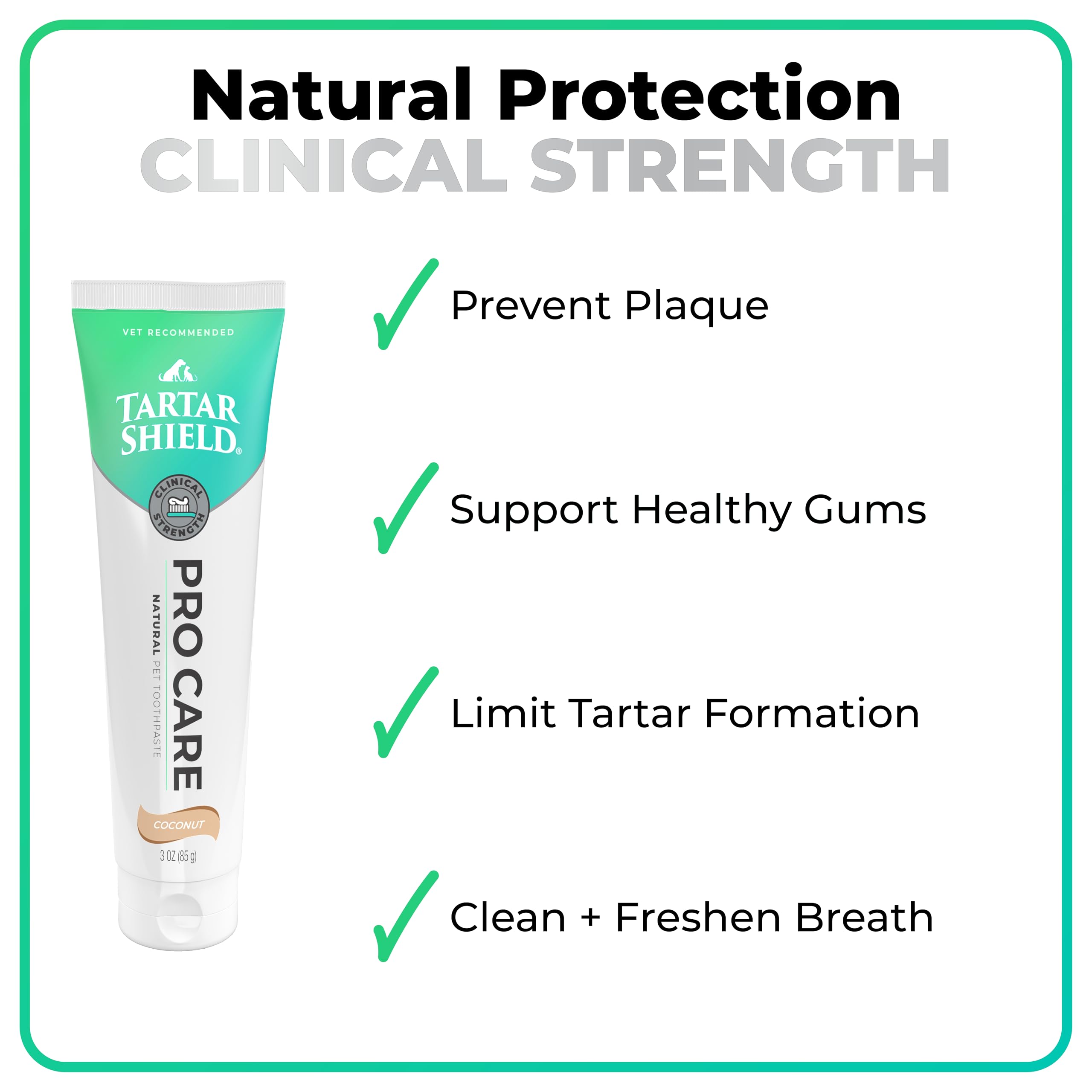 Tartar Shield Pro Care: ingrédients coco et miswak, parfum naturel et sans additifs artificiels.
