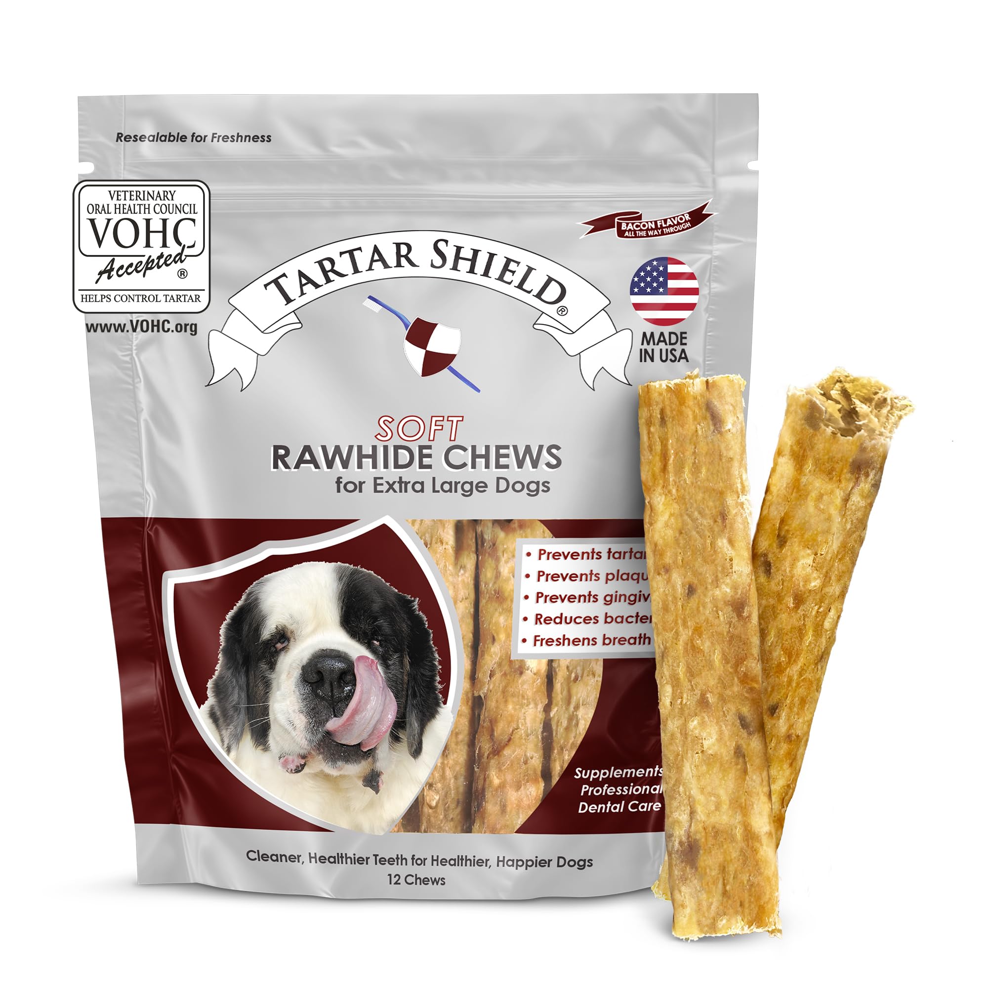 Tartar Shield Soft Rawhide Chews – emballage XL pour grands chiens et usage quotidien