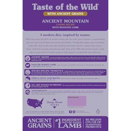 Taste of the Wild Ancient Mountain grains anciens sorgho millet quinoa chia, source d’énergie