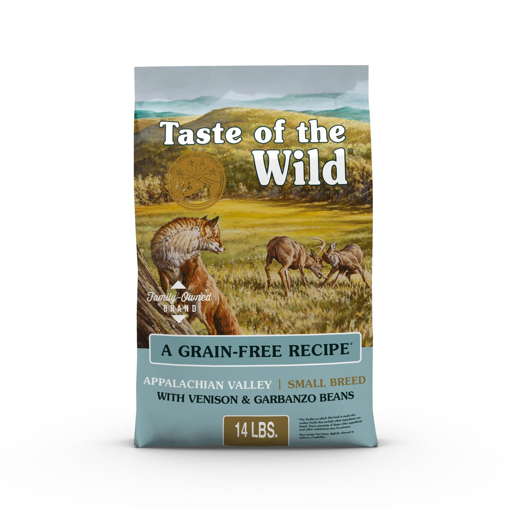 Taste of the Wild Appalachian Venison croquettes pour petit chien, soutien muscles et énergie.