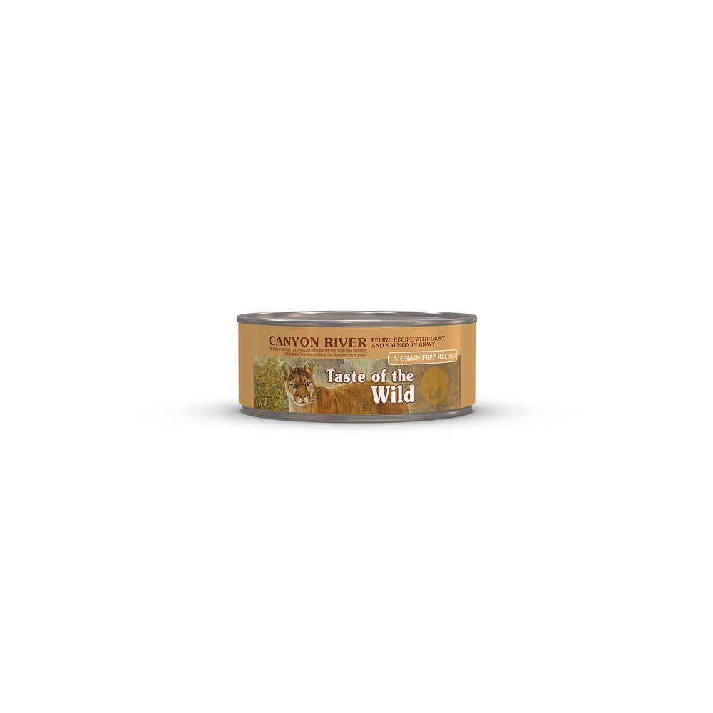 Taste of the Wild Canyon River – boîte chat avec truite et saumon en sauce, source protéique.