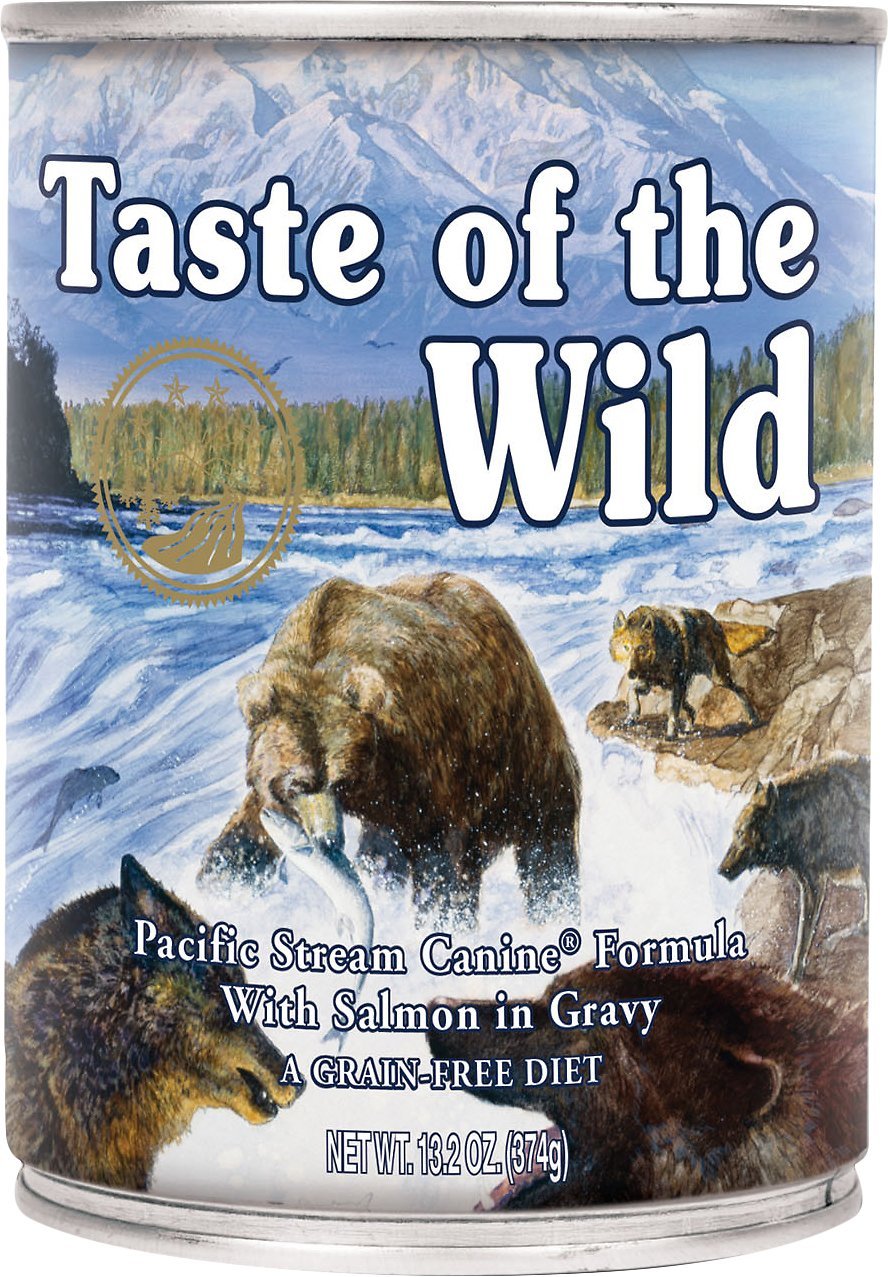 Taste of the Wild Pacific Stream Saumon en Gravy — boîte 12, repas humide équilibré pour chiens actifs