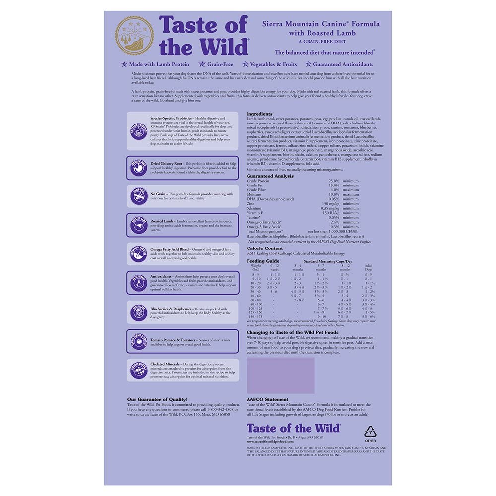 Fruits et légumes dans Taste of the Wild Sierra Mountain apportant des antioxydants naturels
