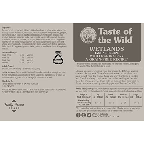 Taste of the Wild Wetlands: fruits et légumes pour l'énergie quotidienne du chien.