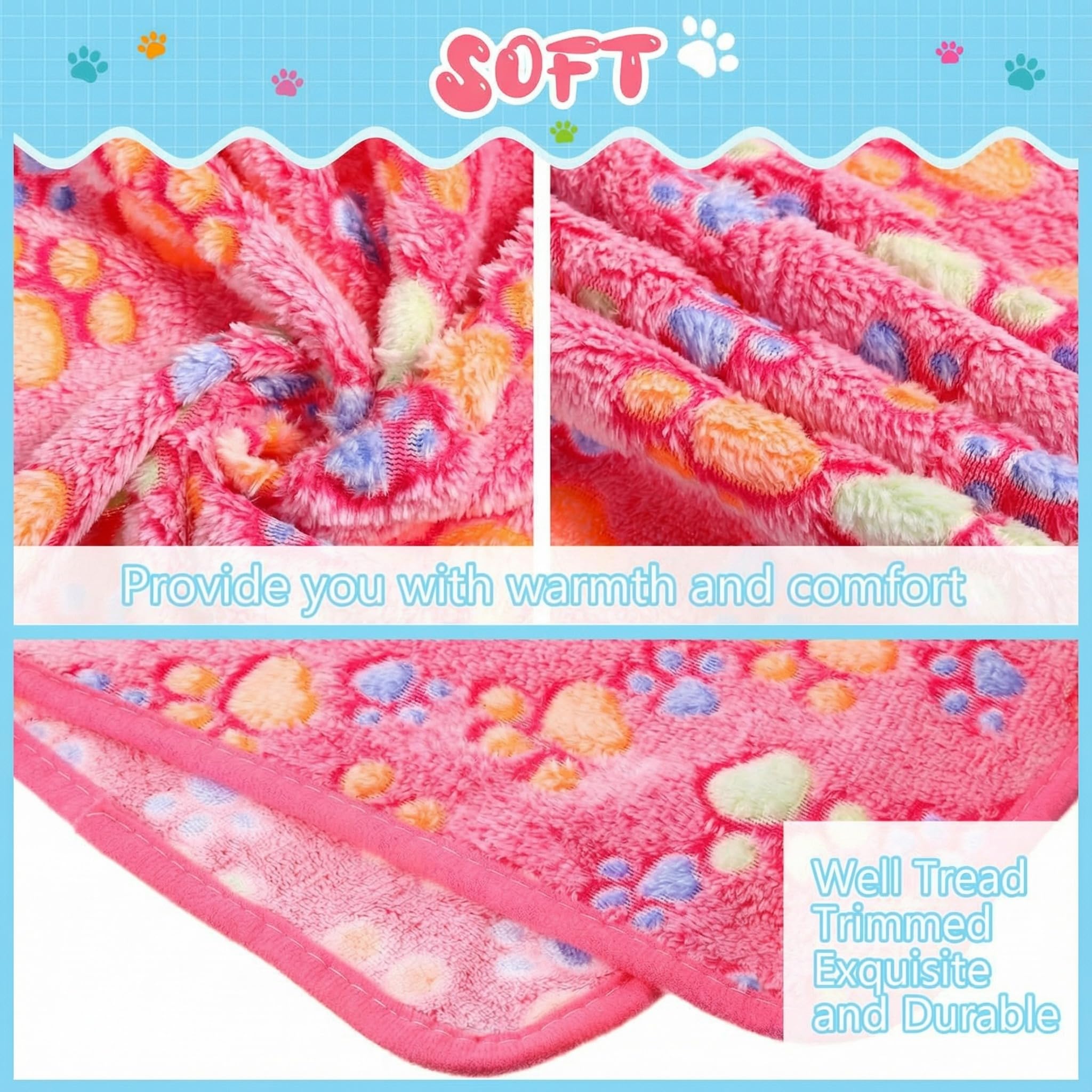 Tatuo couverture chien peluche rose, facile à laver et réutilisable.