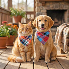 Bandana Tayfremn chien à carreaux noir et blanc, accessoire tendance et lavable.