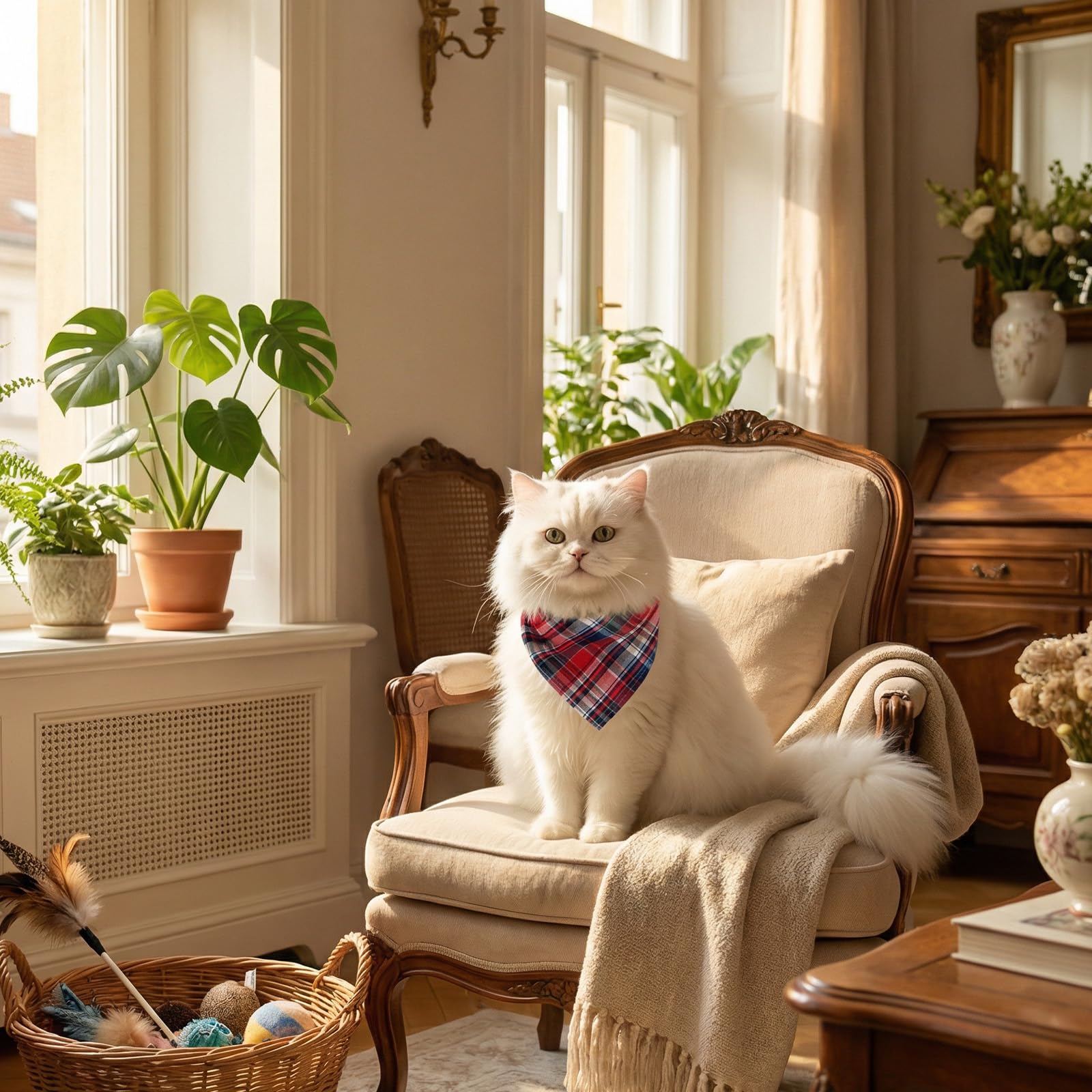 Bandana Tayfremn petits animaux à carreaux violet, idéal au quotidien.