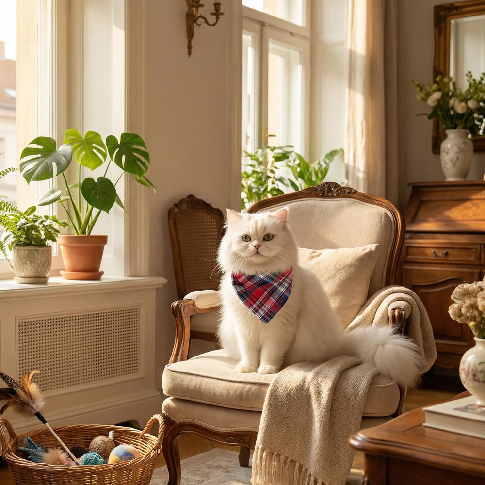 Bandana Tayfremn petits animaux à carreaux violet, idéal au quotidien.