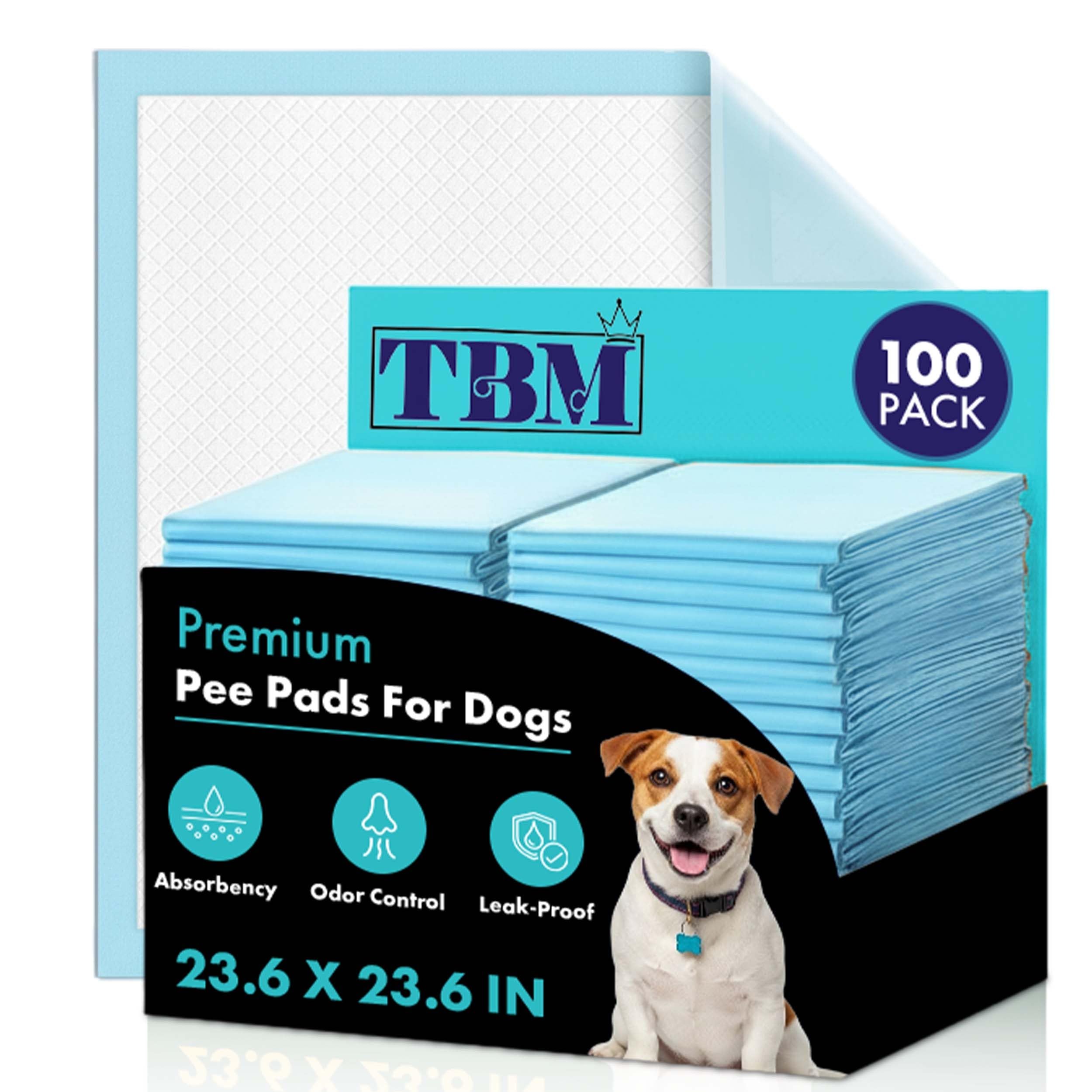 TBM Puppy Pads absorption rapide pour toilet training et sol propre.