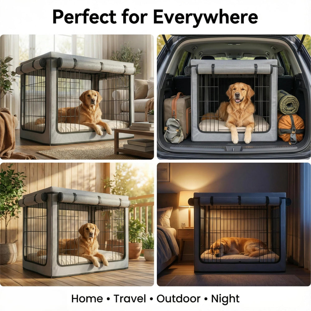 TBNO couvre-cage chien, accès rapide grâce aux panneaux frontaux et latéraux.