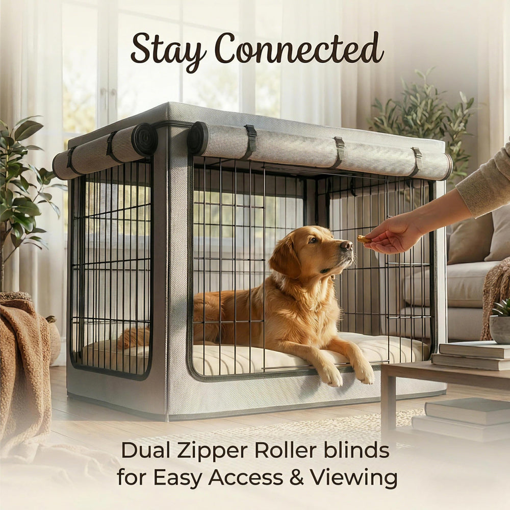 TBNO couvre-cage chien, fixations bas par attaches auto-agrippantes pour stabilité.