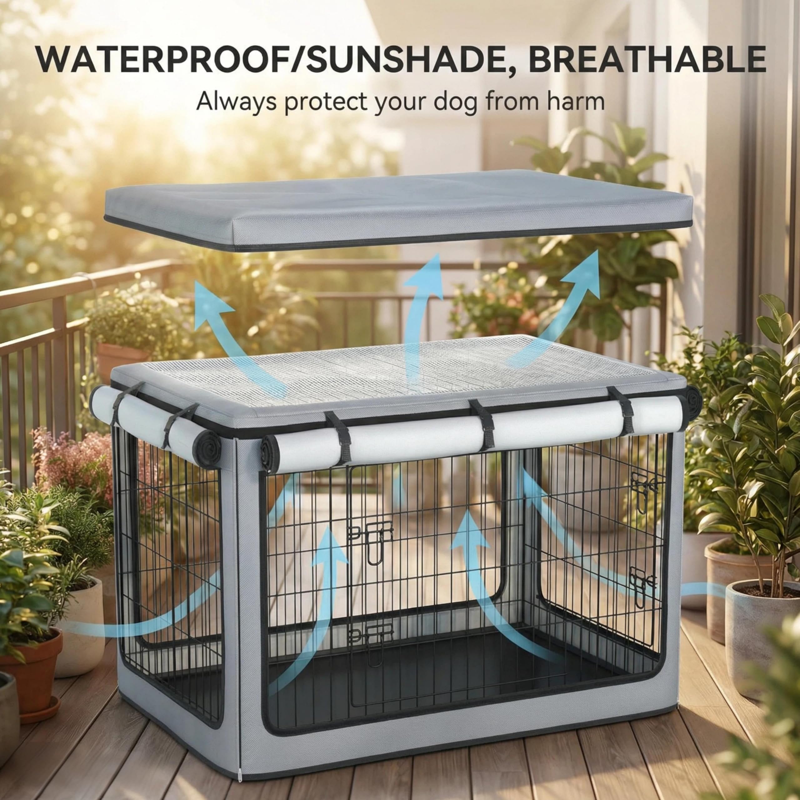 TBNO couvre-cage chien, panneaux zippés doubles pour accès flexible.