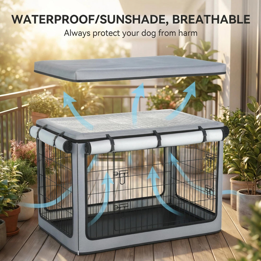 TBNO couvre-cage chien, panneaux zippés doubles pour accès flexible.