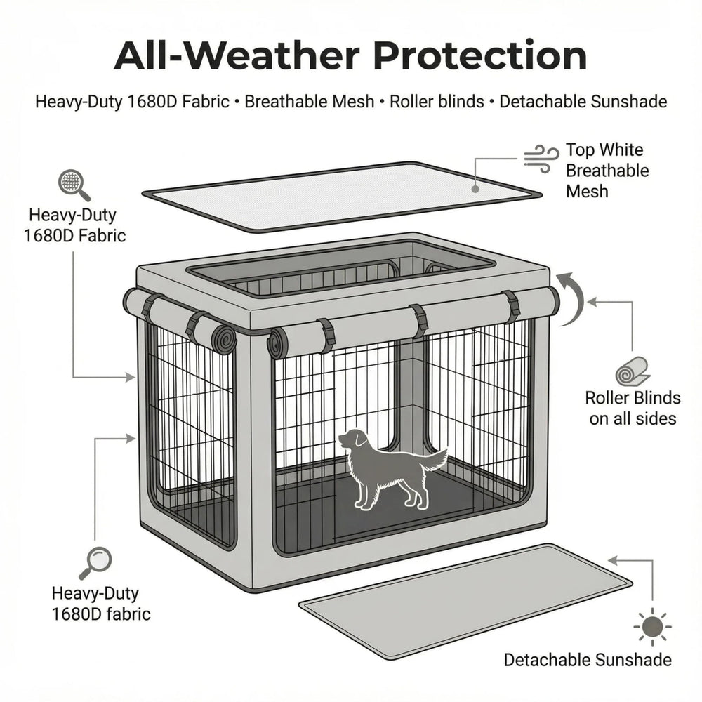 TBNO couvre-cage chien, pare-soleil détachable pour lumière et bruit réduits.