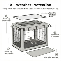 TBNO couvre-cage chien, pare-soleil détachable pour lumière et bruit réduits.