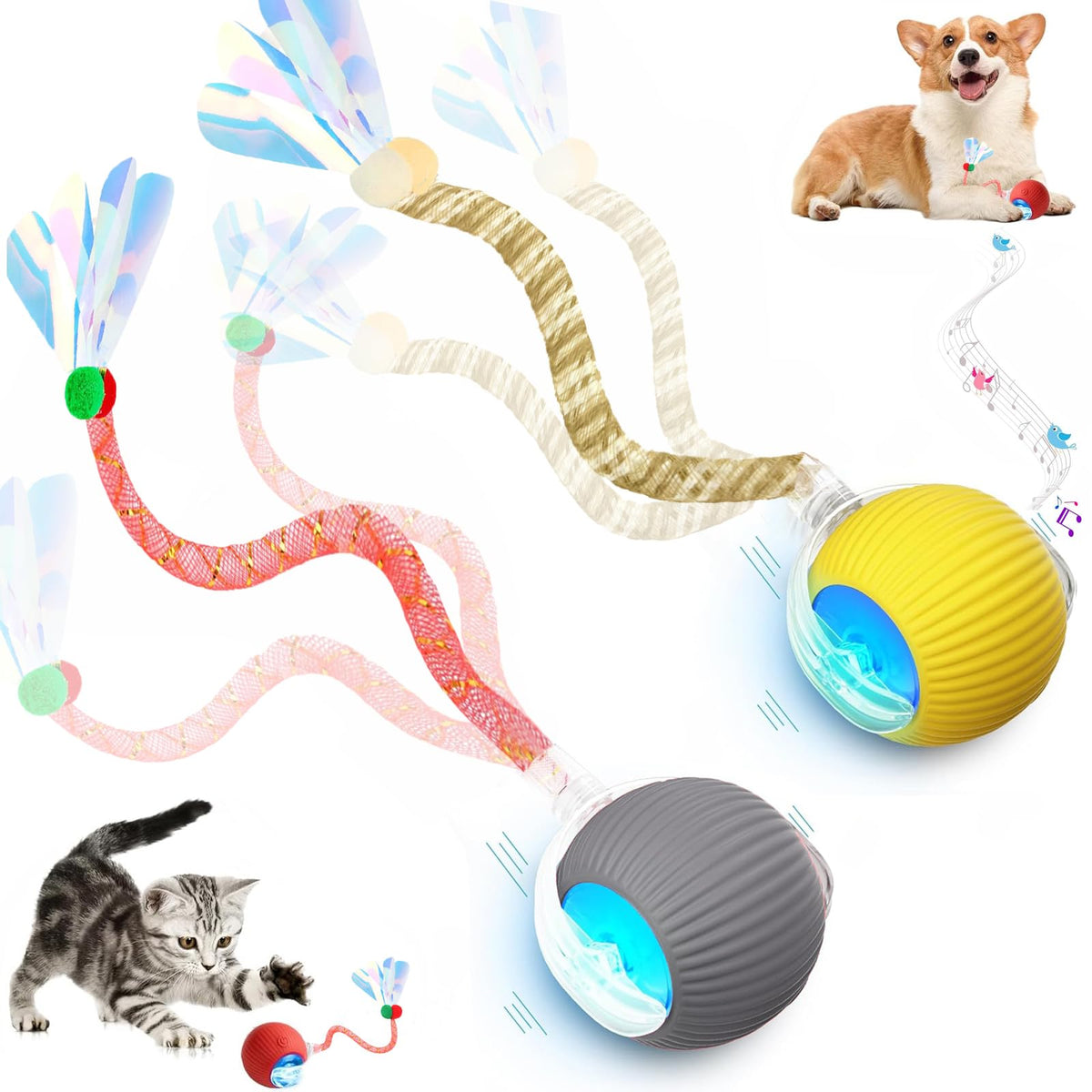 Jouet chat interactif Tchernt Speed 2.0, balle roulante stimulant l’instinct.