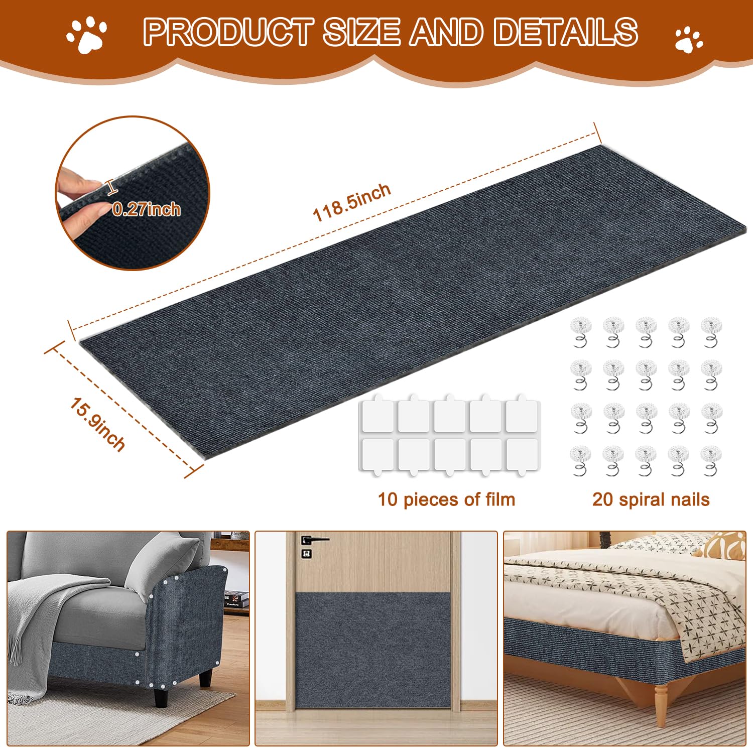 TEBANTY protège-meubles chat gris foncé — protection efficace des surfaces.