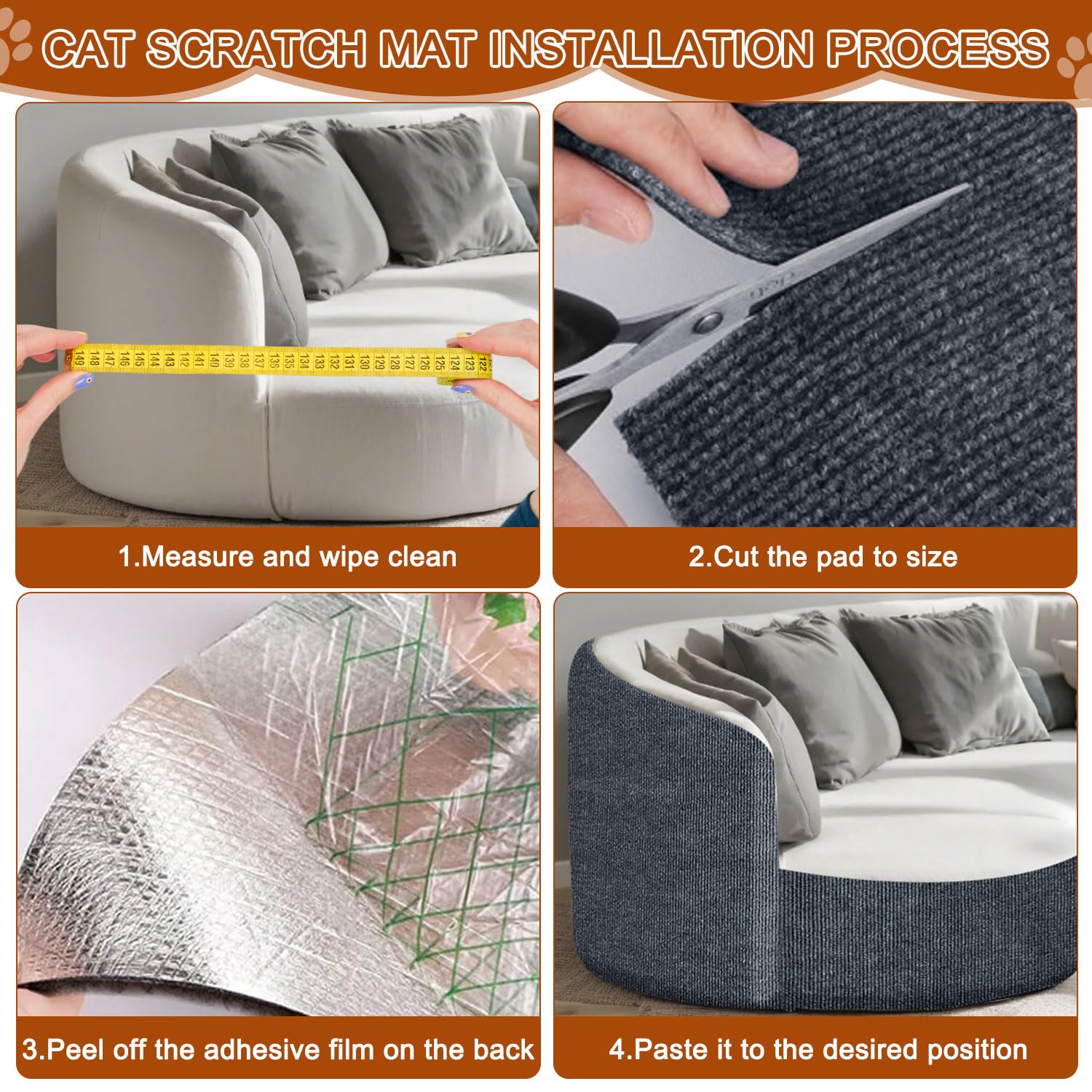 TEBANTY tapis griffes chat — grande couverture pour canapés et meubles.
