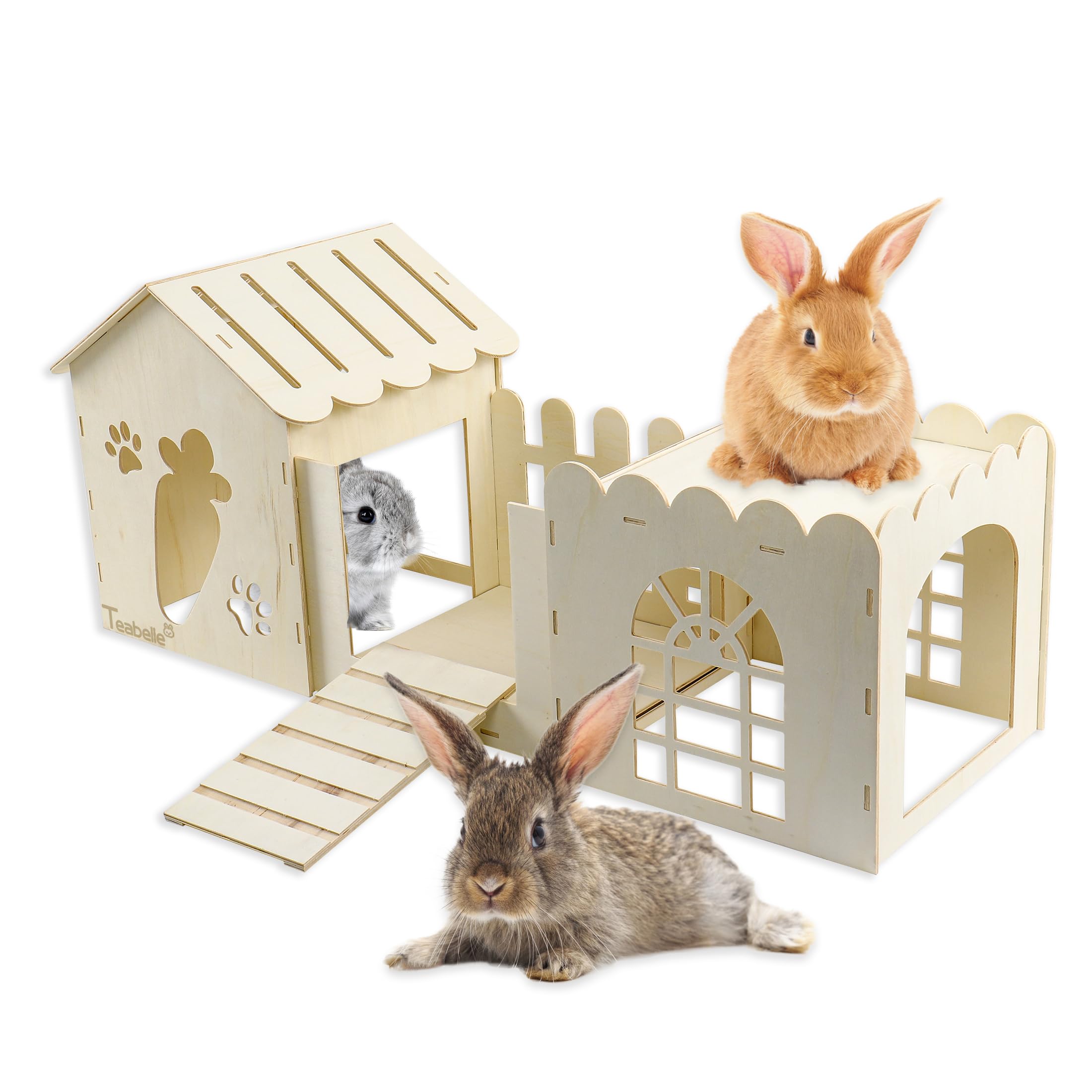 Teabelle grande maison lapin bois exterieur - espace spacieux pour jeu et repos