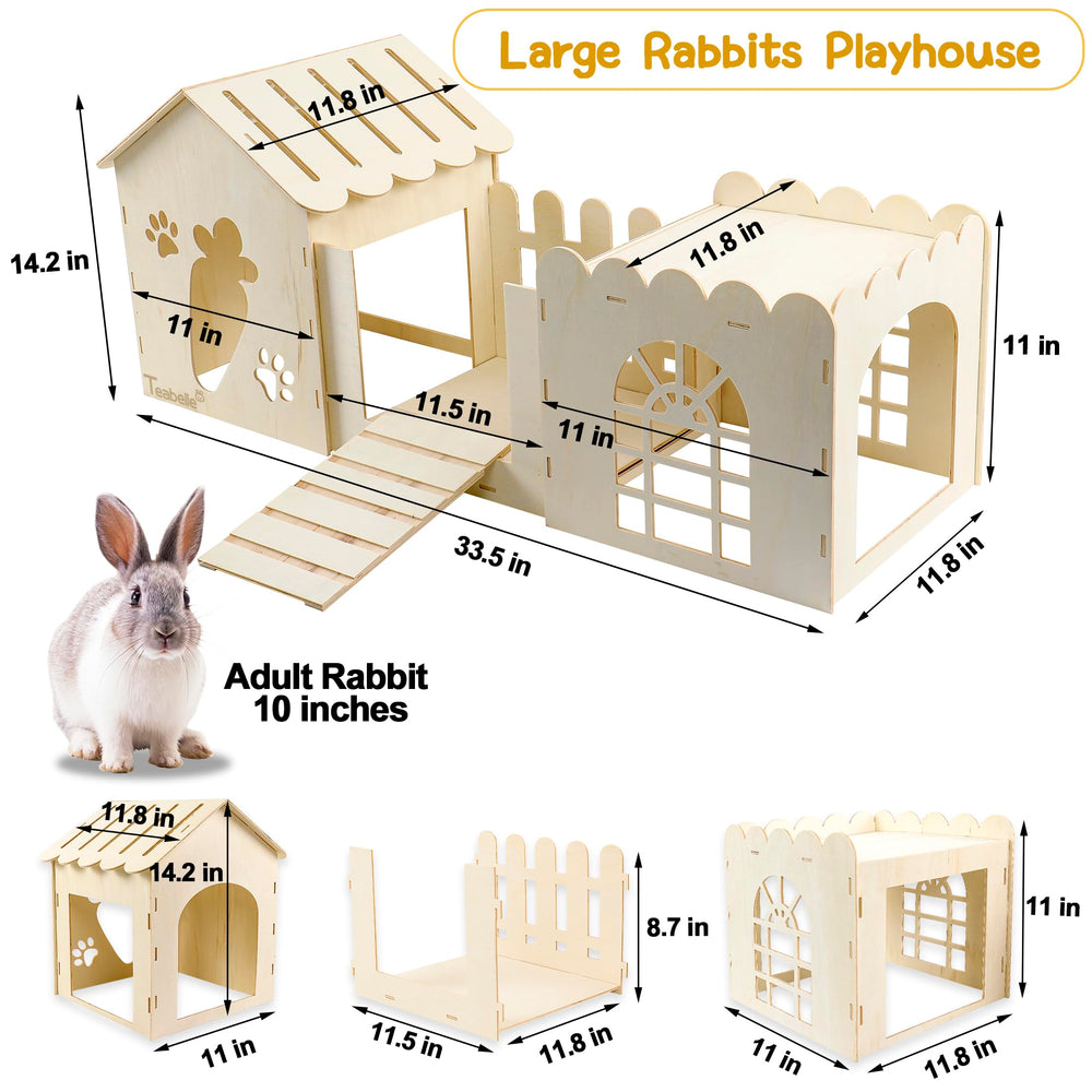 Teabelle grande maison lapin bois interieur - zones separees pour cachettes et dortoirs