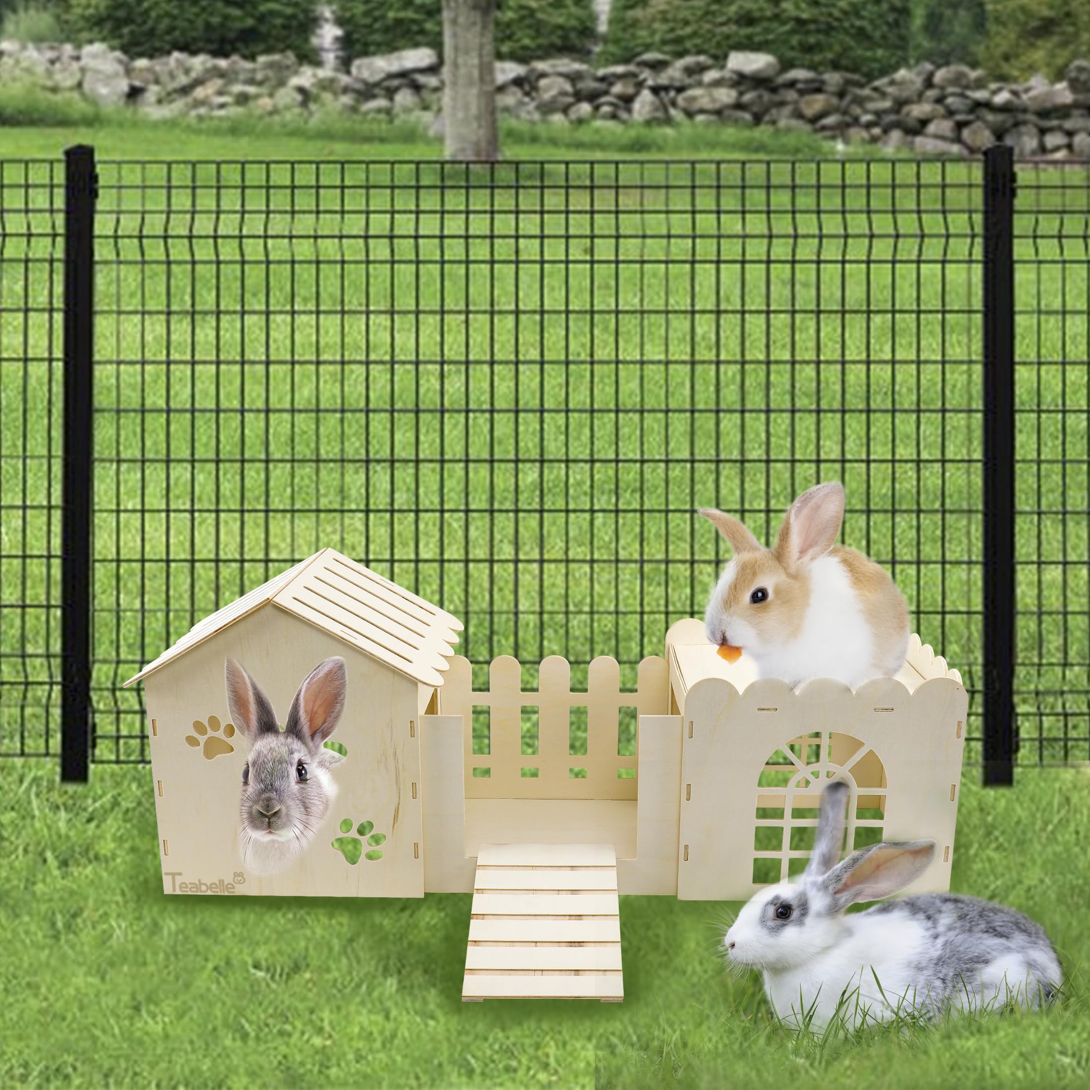 Teabelle habitat petits animaux bois - convient lapins cochons-d-inde hamsters