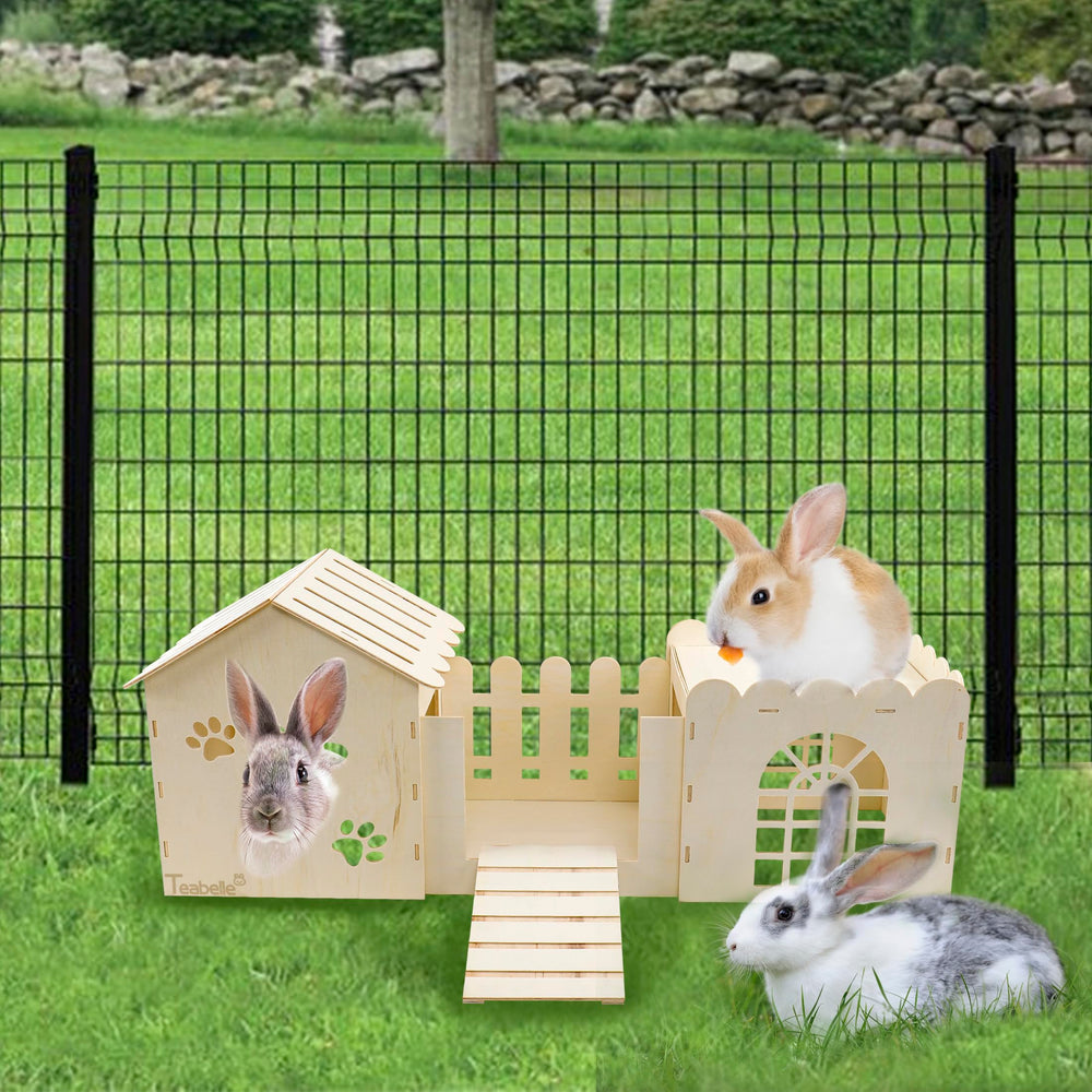 Teabelle habitat petits animaux bois - convient lapins cochons-d-inde hamsters